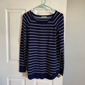 Navy and white striped sweater